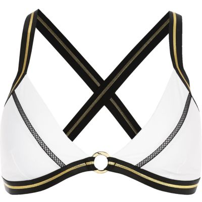 White ring detail triangle bikini top